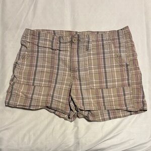 Faded Glory Women's Plaid Cargo Shorts - Tan and Pink